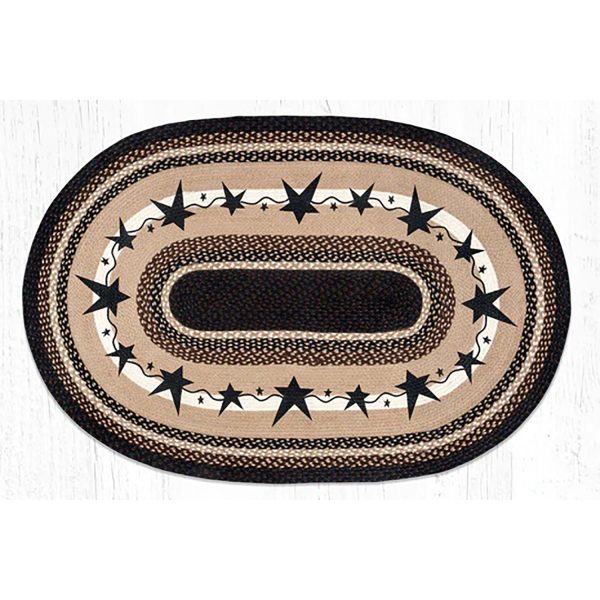 Oval Primitive Black Star Rug OP-313 Online Sale - Image 3