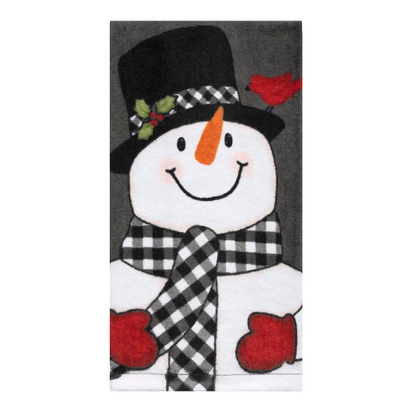 Black Check Snowman Fiber Reactive Kitchen Towel 18875 Online now