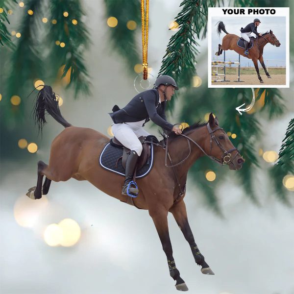 Custom Photo Gifts For Horse Riding Lovers, Upload Riding Photo Christmas Ornament 13pgvp140924 Online Hot Sale
