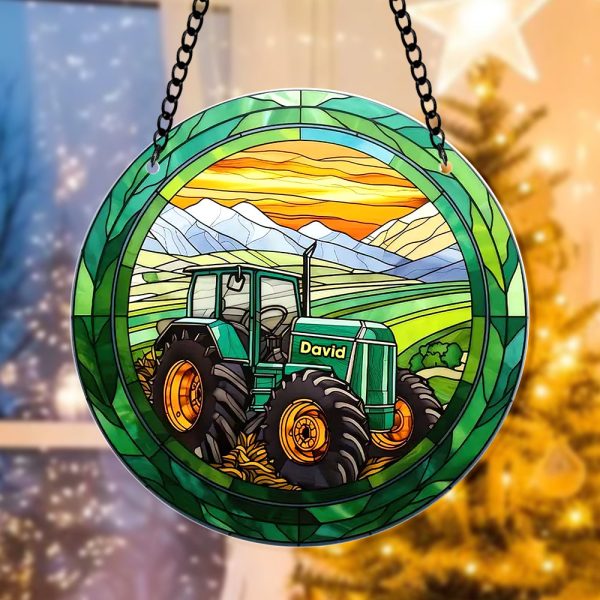 Personalized Gifts For Farmer Tractor Suncatcher Ornament 125acqn060924 on Sale