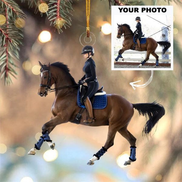 Custom Photo Gifts For Horse Riding Lovers, Upload Riding Photo Christmas Ornament 13pgvp140924 Online Hot Sale - Image 3