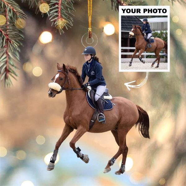 Custom Photo Gifts For Horse Riding Lovers, Upload Riding Photo Christmas Ornament 13pgvp140924 Online Hot Sale - Image 2